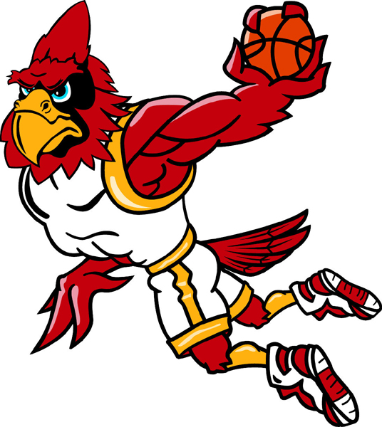 Cardinal basketball player mascot full color vinyl sports sticker. Customize on line. Cardinal Basketball